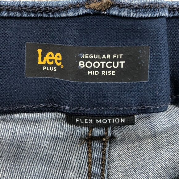 Lee Womens Jeans Plus Size 22W Petite Bootcut Mid Rise Flex Motion Denim Blue - Picture 3 of 15